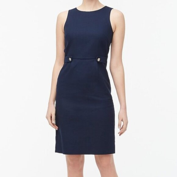 J. Crew Navy Blue Sheath Dress with Waist Tabs - Size 2P - Picture 3 of 16